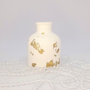 Декоративная ваза из гипса ручной работы, 250 гр, белая, золото