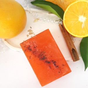 Мыло ручной работы с ароматом Апельсин и корица 1+1, твердое ароматическое мыло прозрачное 110 гр.